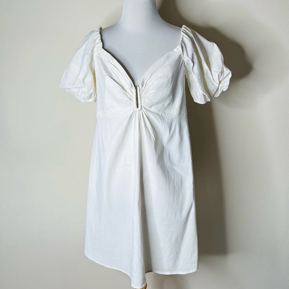 A.L.C. White Off Shoulder Short Sleeve Sweetheart Neck Aniston Mini Dress